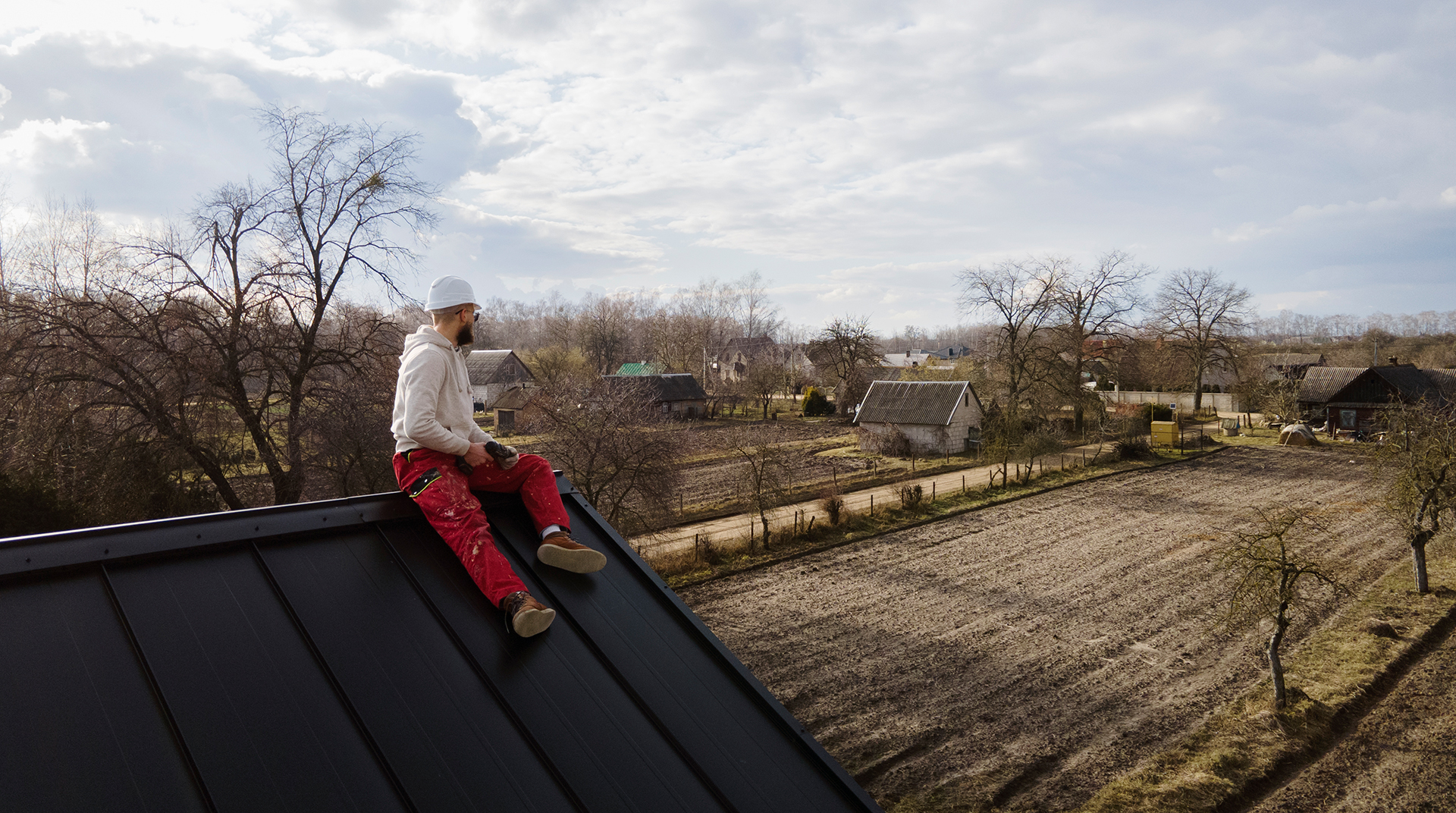 A man on the roof